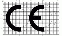 Znak CE Wzór znaku dopuszczony do umieszczania na produktach deklarowanych jako zgodne z dyrektywami bezpieczeństwa.