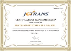 JCTrans Certyfikat dla BBA Transport System na sezon 2022/23